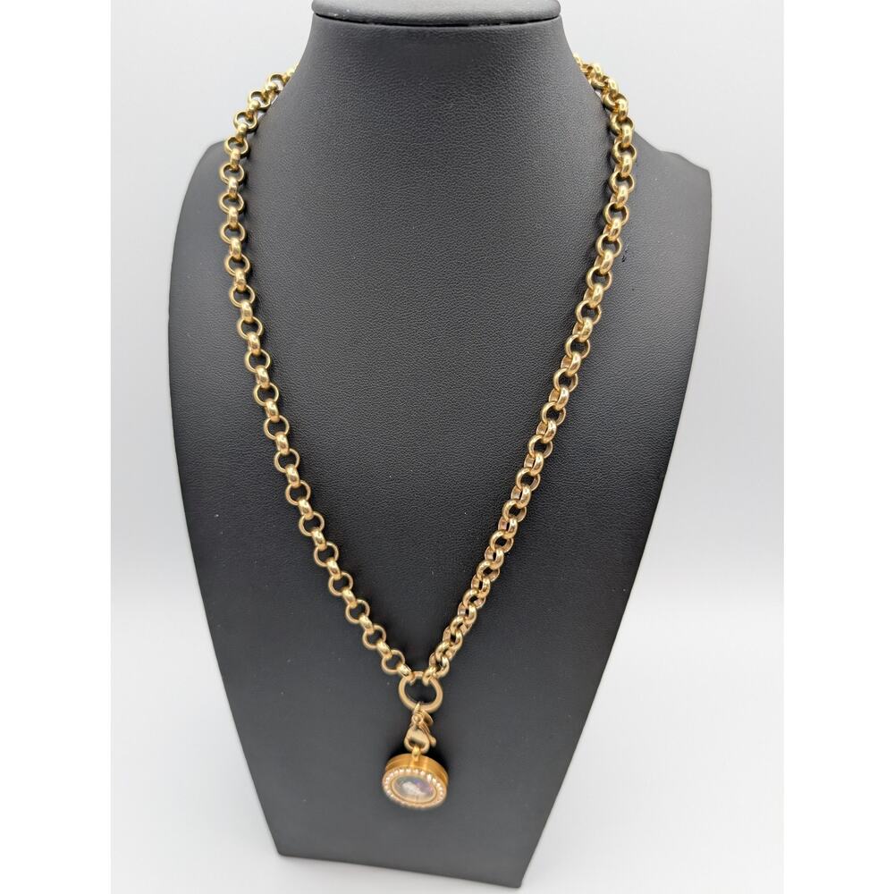 Origami Owl Gold Tone Rolo Chain Bracelet with Floating Charms Locket NANA L